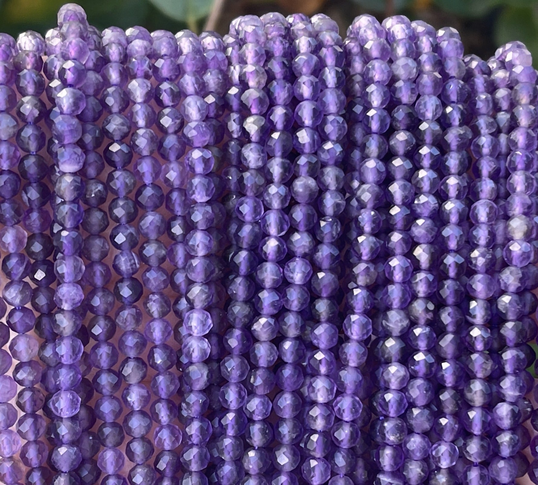 Amethyst 4mm faceted round natural gemstone beads 15.5" strand - Oz Beads 