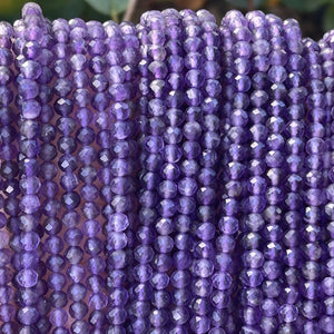 Amethyst 4mm faceted round natural gemstone beads 15.5" strand - Oz Beads 