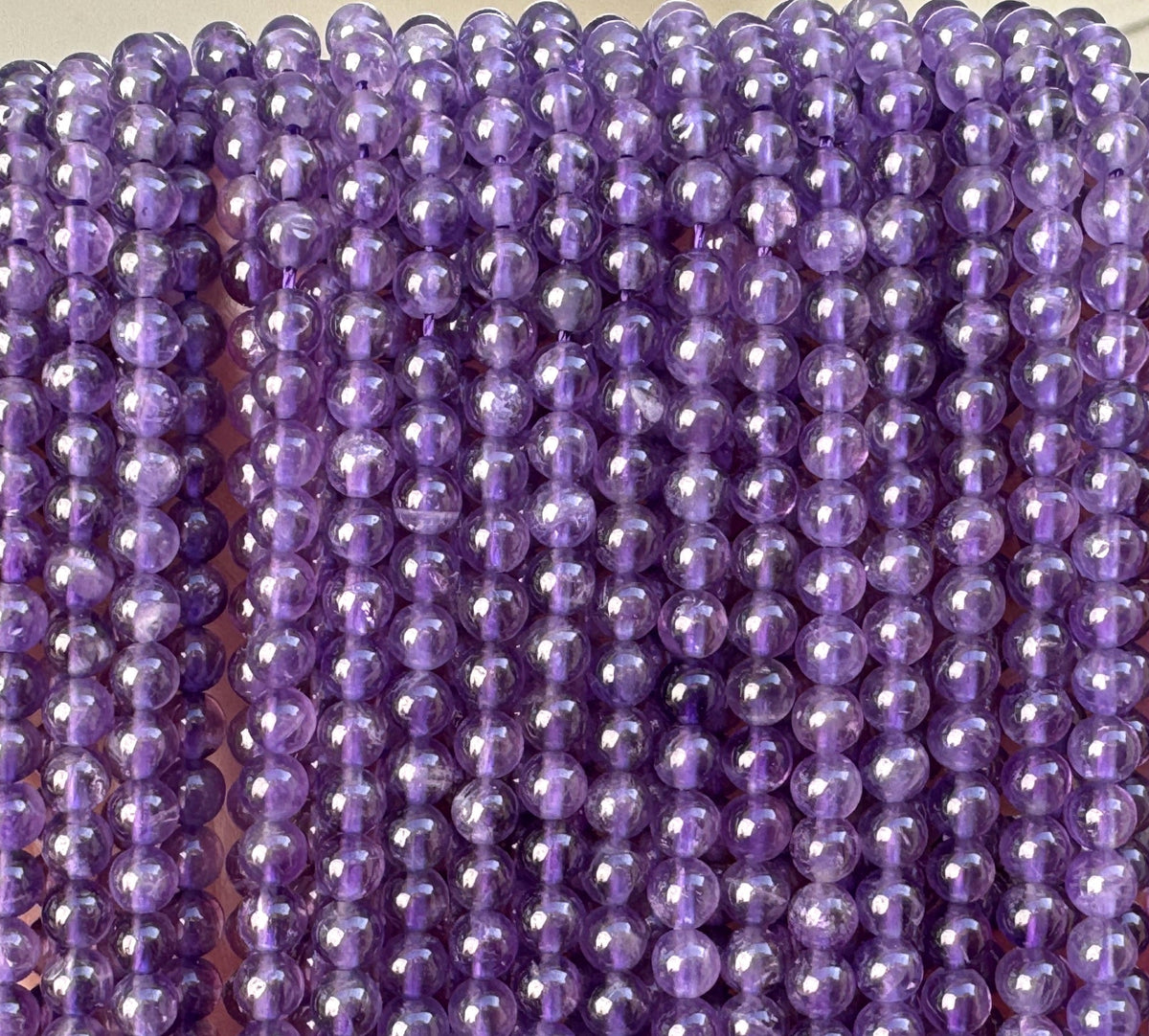 Amethyst 4mm round natural gemstone beads 15.5" strand - Oz Beads 