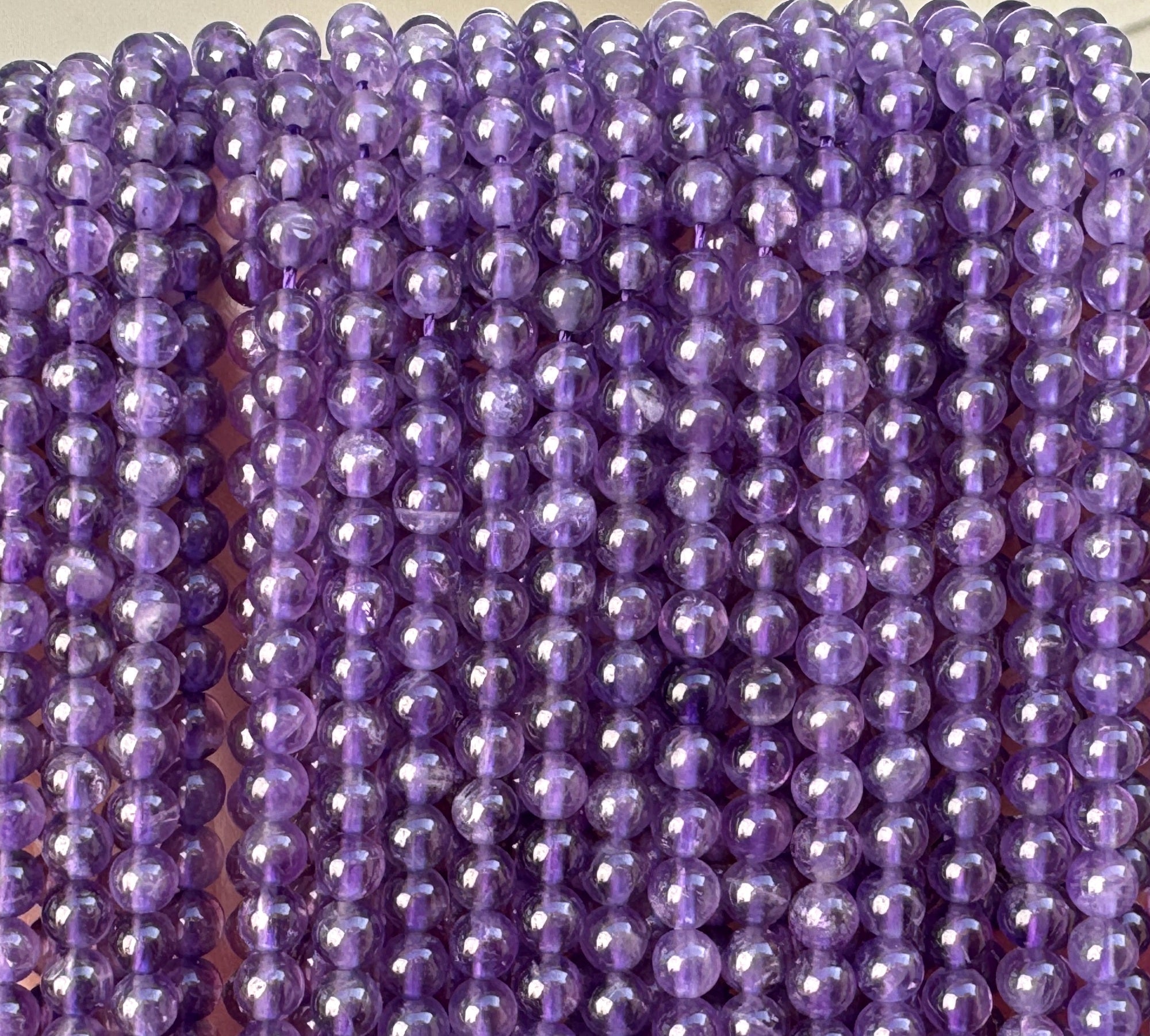 Amethyst 4mm round natural gemstone beads 15.5" strand - Oz Beads 