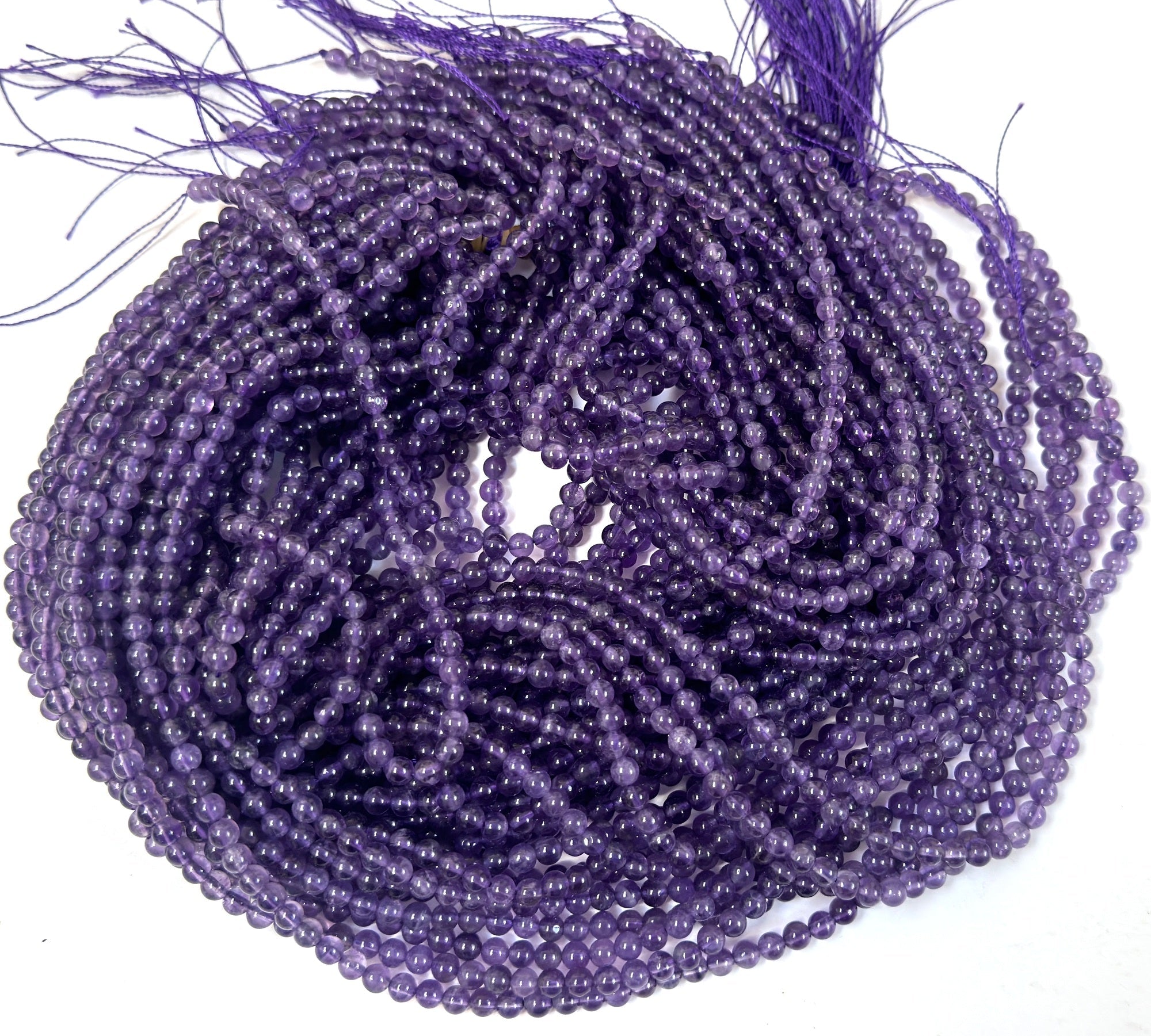 Amethyst 4mm round natural gemstone beads 15.5" strand - Oz Beads 