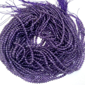 Amethyst 4mm round natural gemstone beads 15.5" strand - Oz Beads 