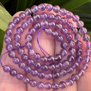 Amethyst 4mm round natural gemstone beads 15.5" strand - Oz Beads 