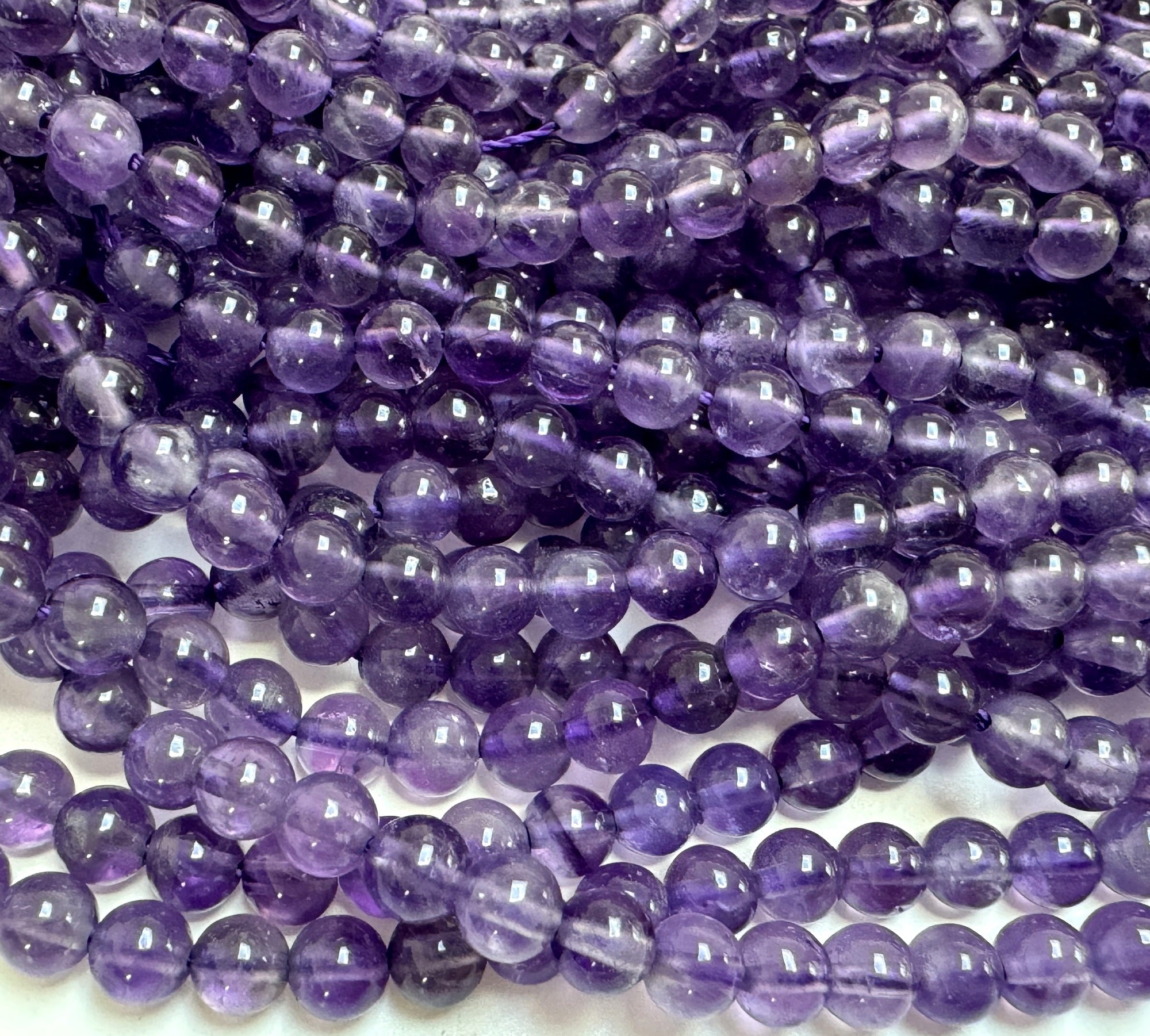 Amethyst 4mm round natural gemstone beads 15.5" strand - Oz Beads 