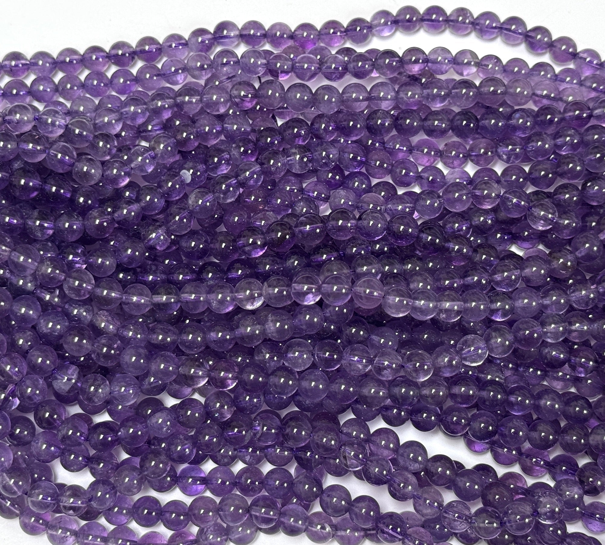 Amethyst 6mm round natural gemstone beads 15.5" strand - Oz Beads 