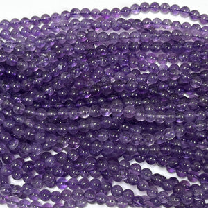 Amethyst 6mm round natural gemstone beads 15.5" strand - Oz Beads 