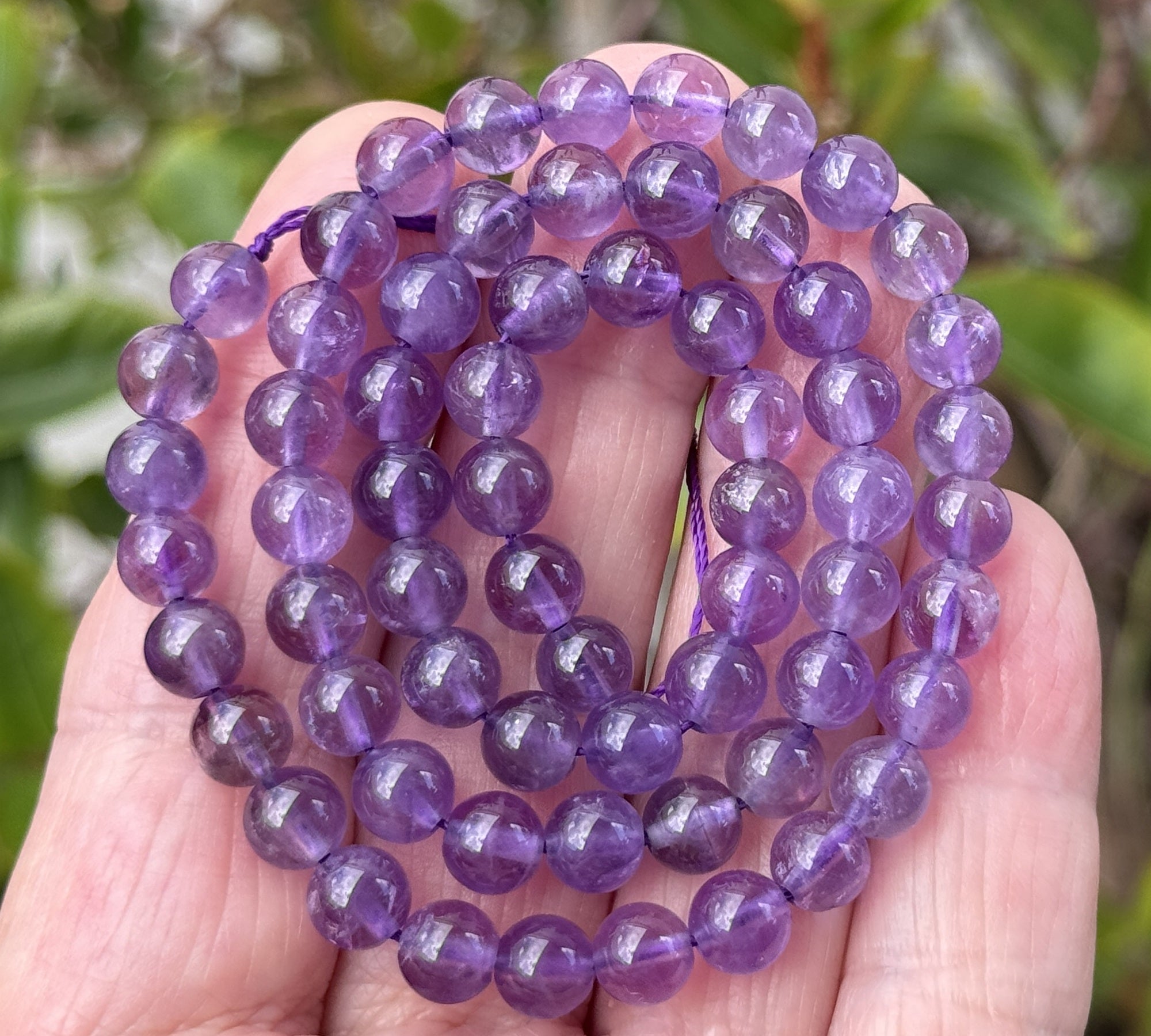 Amethyst 6mm round natural gemstone beads 15.5" strand - Oz Beads 