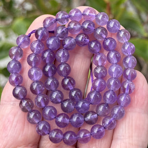 Amethyst 6mm round natural gemstone beads 15.5" strand - Oz Beads 