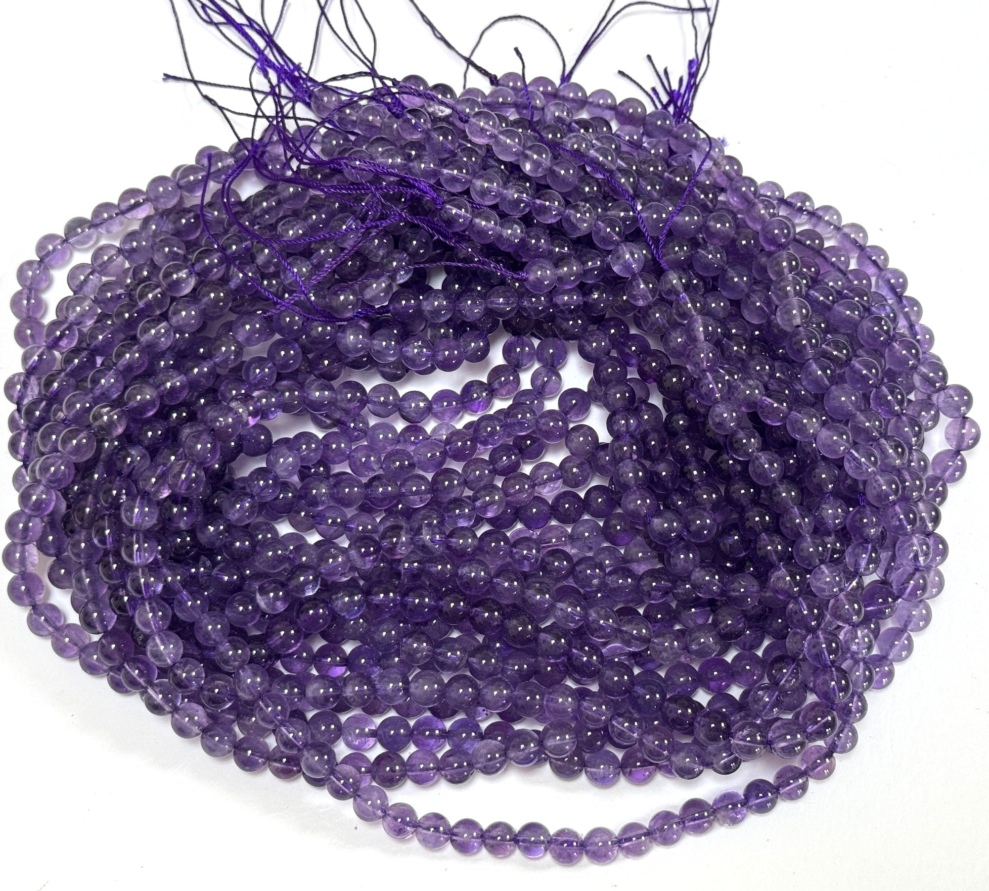 Amethyst 6mm round natural gemstone beads 15.5" strand - Oz Beads 