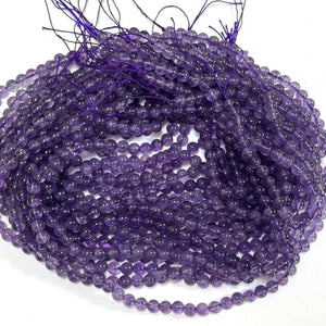 Amethyst 6mm round natural gemstone beads 15.5" strand - Oz Beads 
