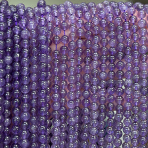 Amethyst 6mm round natural gemstone beads 15.5" strand - Oz Beads 