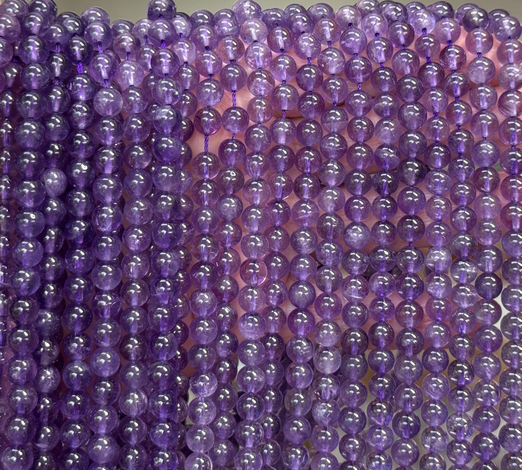 Amethyst 6mm round natural gemstone beads 15.5" strand - Oz Beads 