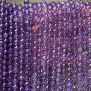 Amethyst 6mm round natural gemstone beads 15.5" strand - Oz Beads 
