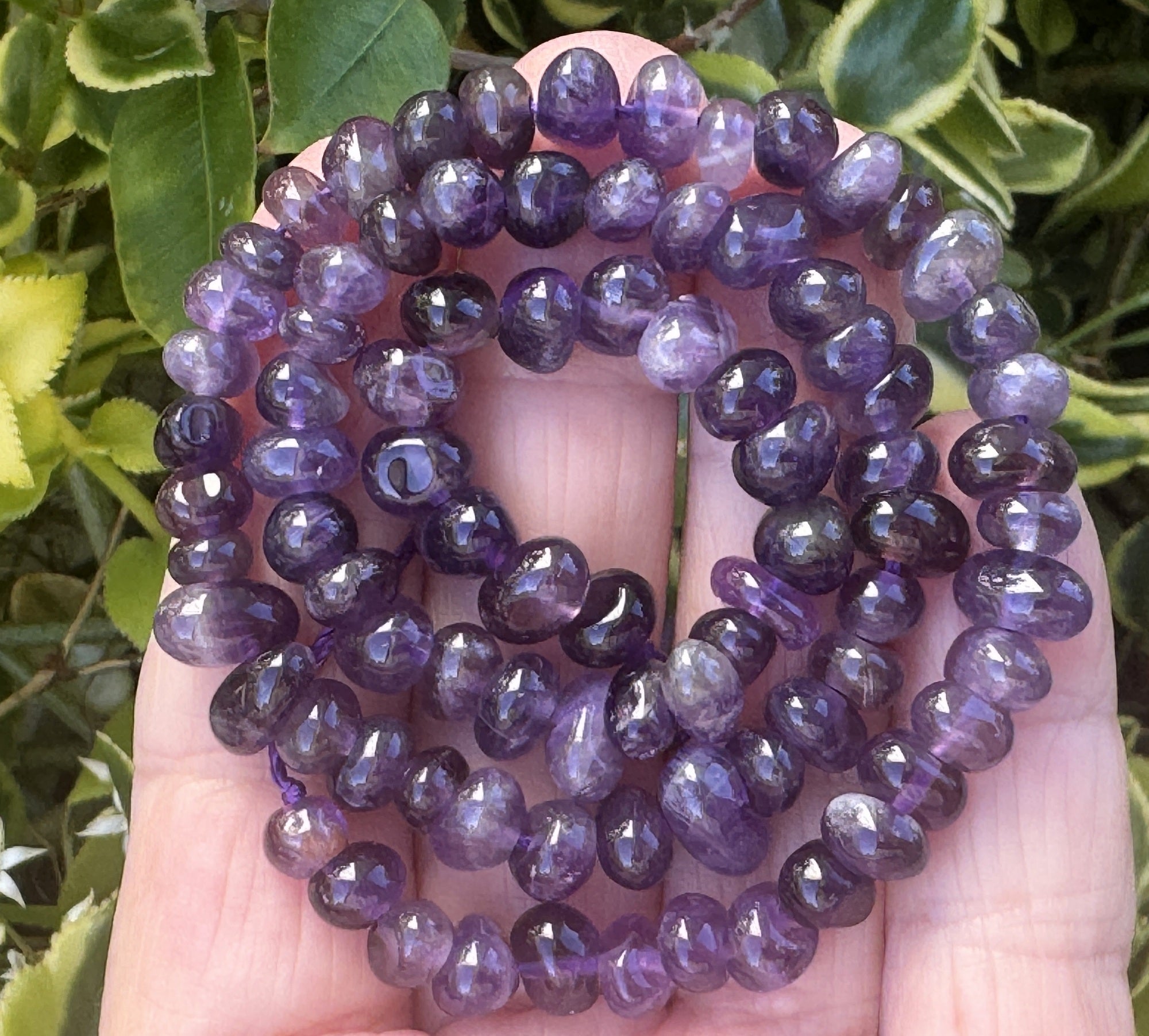 Amethyst 7x5mm rounded freeform nuggets natural gemstone beads 15.5" strand - Oz Beads 