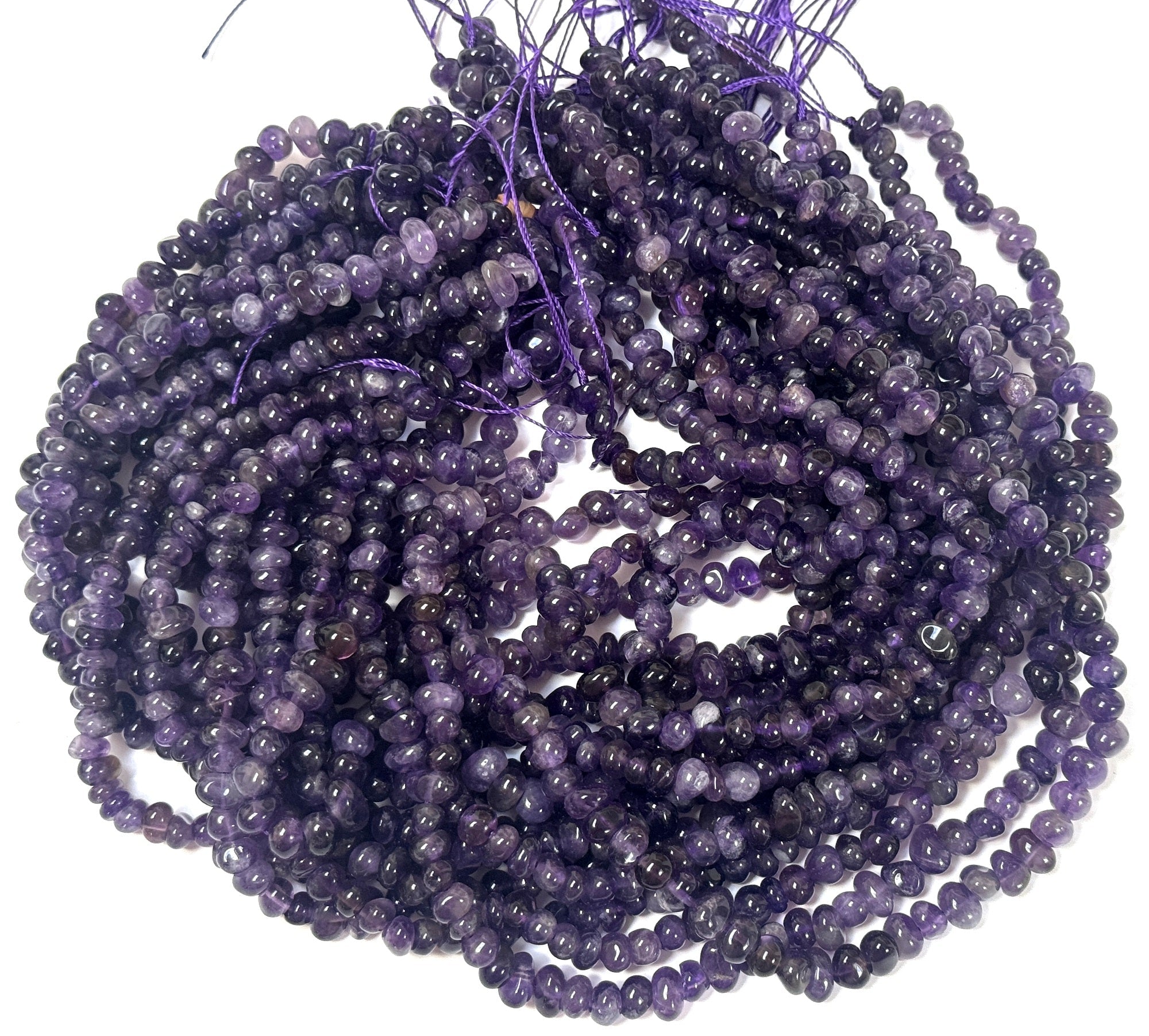 Amethyst 7x5mm rounded freeform nuggets natural gemstone beads 15.5" strand - Oz Beads 