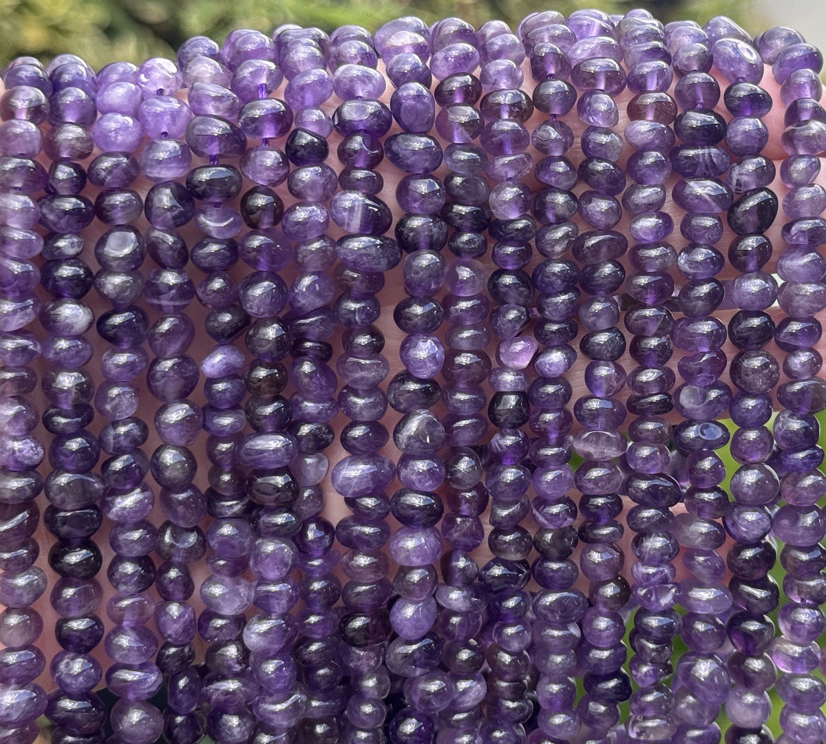 Amethyst 7x5mm rounded freeform nuggets natural gemstone beads 15.5" strand - Oz Beads 