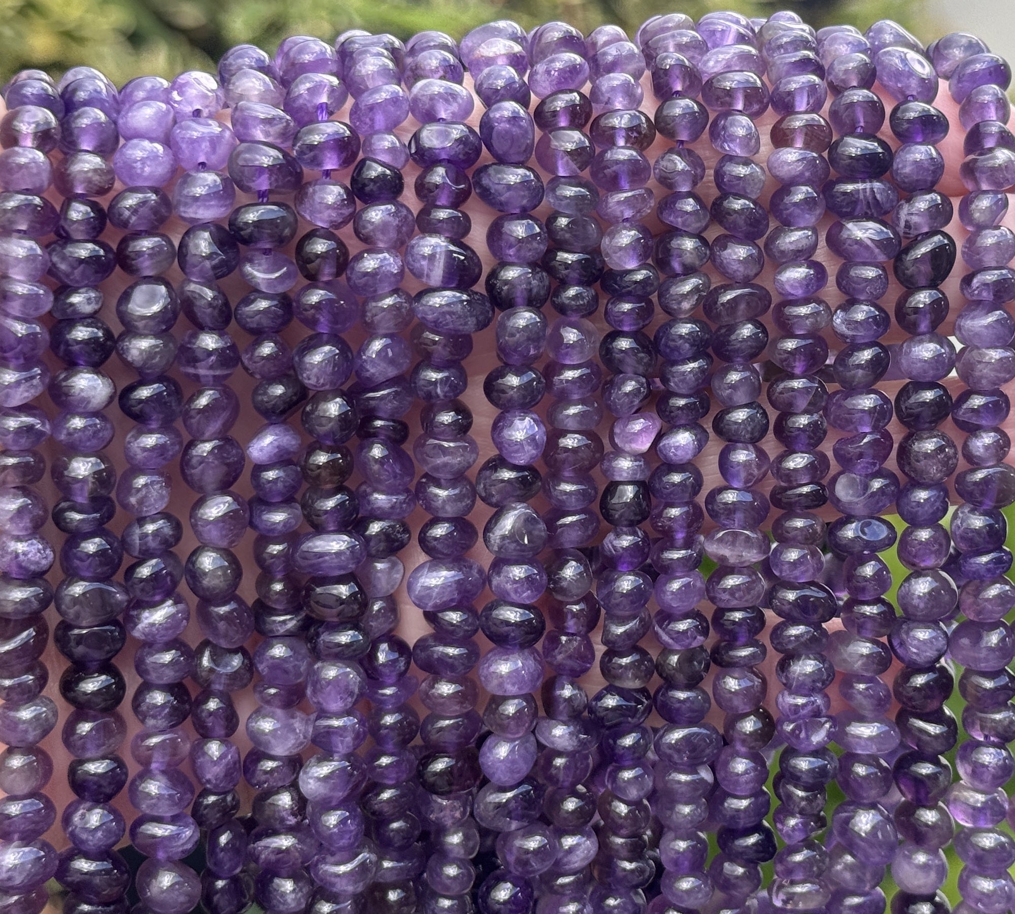 Amethyst 7x5mm rounded freeform nuggets natural gemstone beads 15.5" strand - Oz Beads 