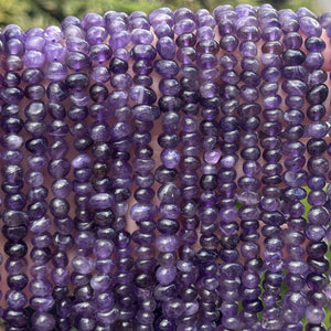 Amethyst 7x5mm rounded freeform nuggets natural gemstone beads 15.5" strand - Oz Beads 
