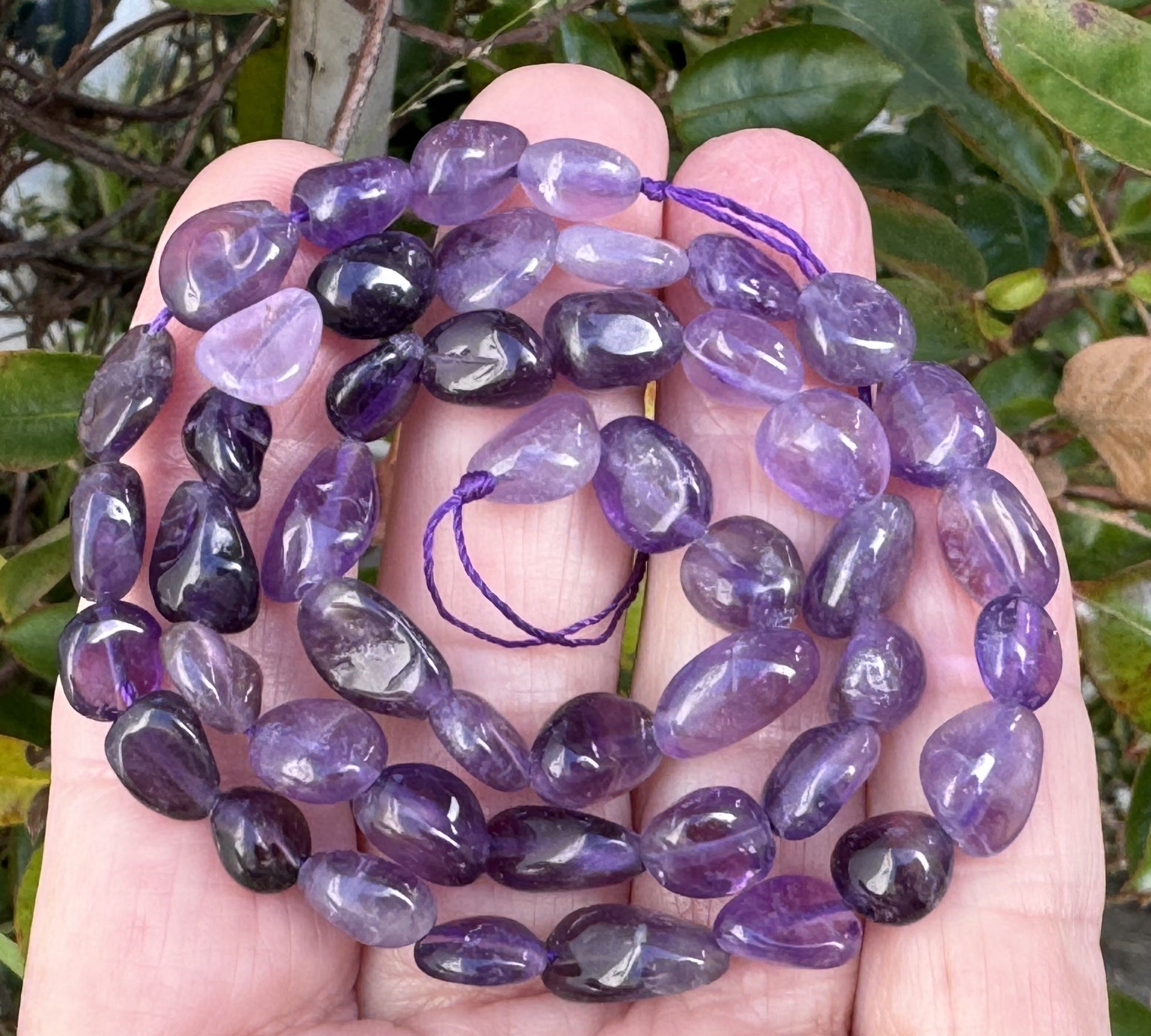 Amethyst 8-11mm nuggets natural gemstone pebble beads 16" strand - Oz Beads 