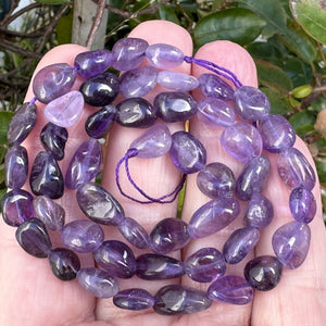 Amethyst 8-11mm nuggets natural gemstone pebble beads 16" strand - Oz Beads 