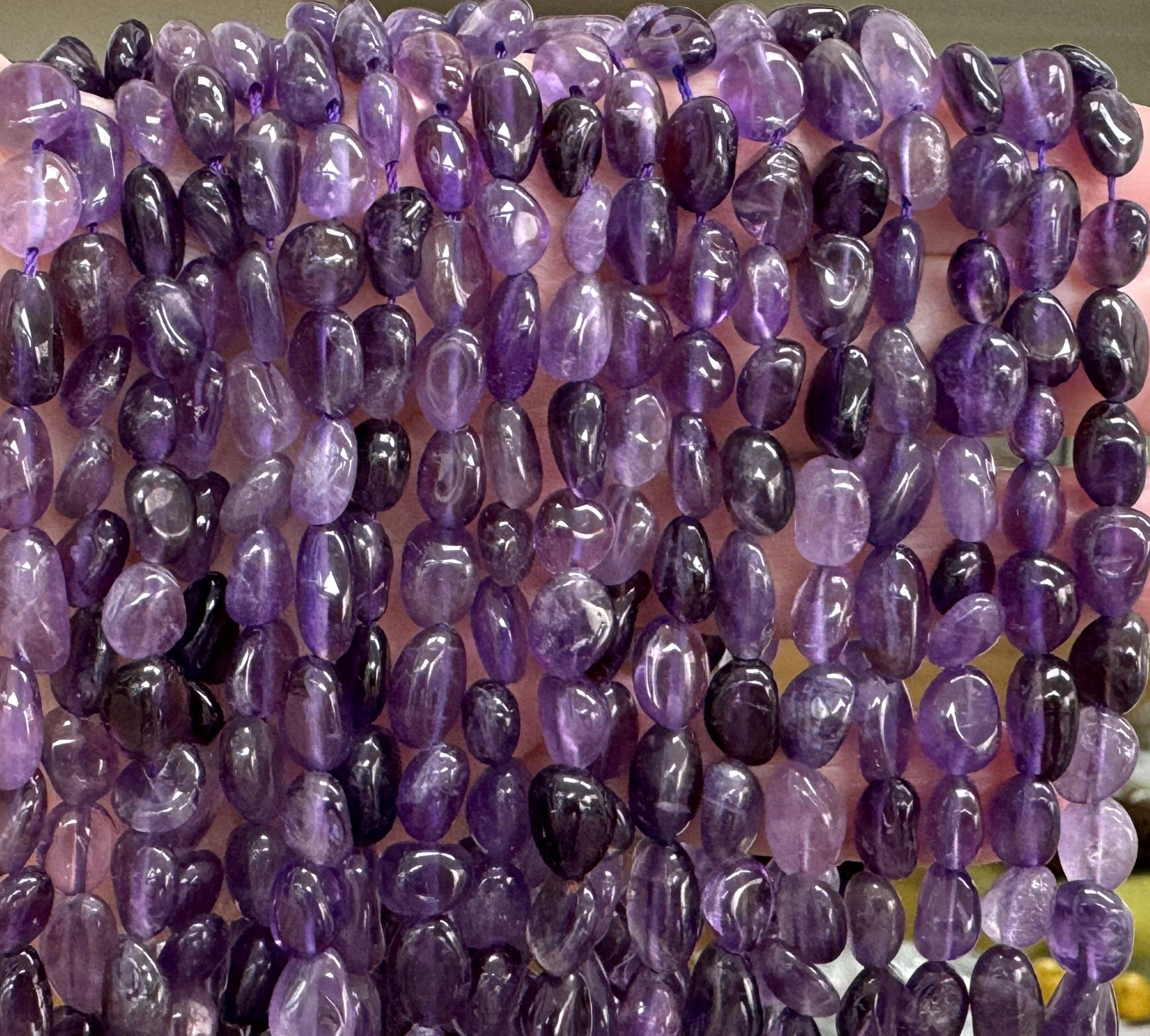Amethyst 8-11mm nuggets natural gemstone pebble beads 16" strand - Oz Beads 