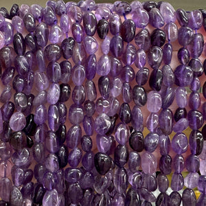 Amethyst 8-11mm nuggets natural gemstone pebble beads 16" strand - Oz Beads 