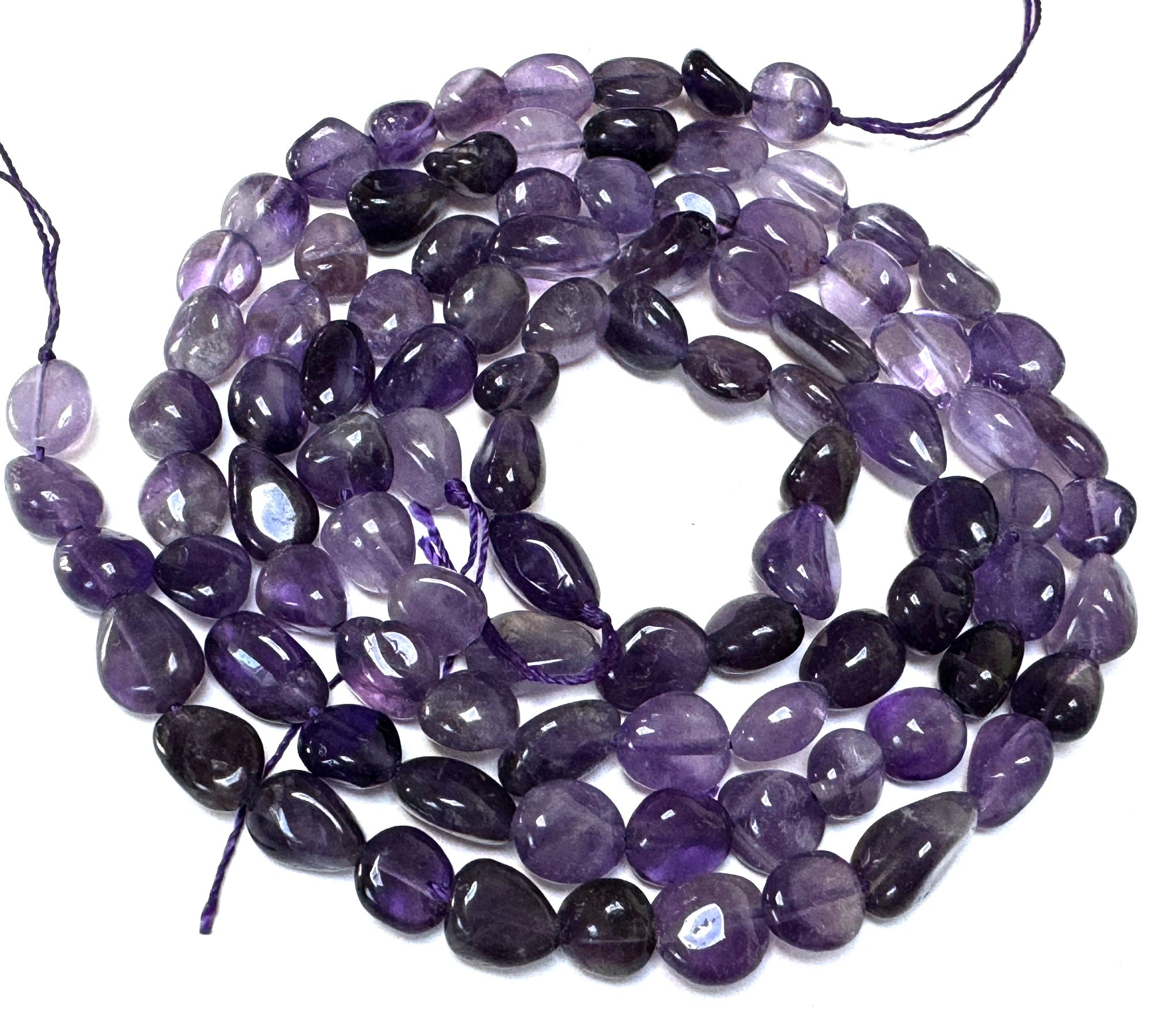 Amethyst 8-11mm nuggets natural gemstone pebble beads 16" strand - Oz Beads 