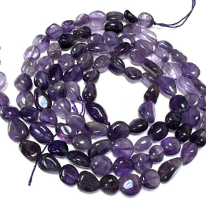 Amethyst 8-11mm nuggets natural gemstone pebble beads 16" strand - Oz Beads 