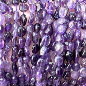 Amethyst 8-11mm nuggets natural gemstone pebble beads 16" strand - Oz Beads 