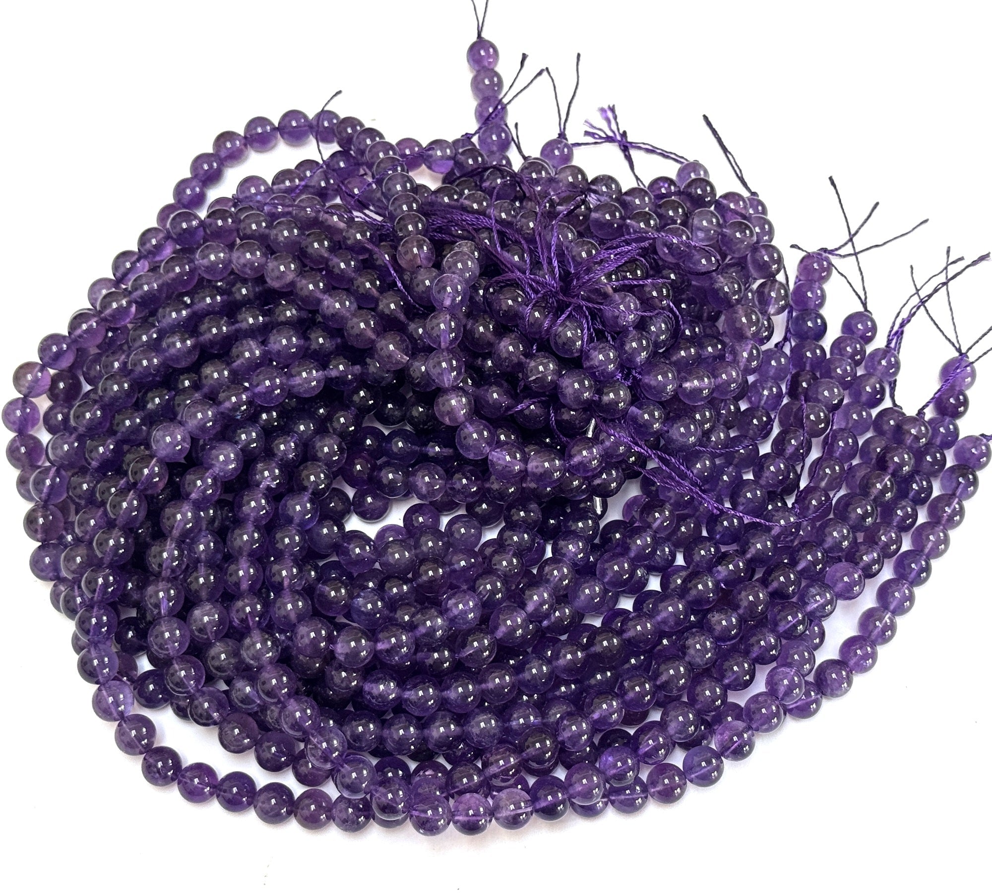 Amethyst 8mm round natural gemstone beads 15.5" strand - Oz Beads 