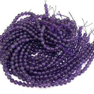 Amethyst 8mm round natural gemstone beads 15.5" strand - Oz Beads 