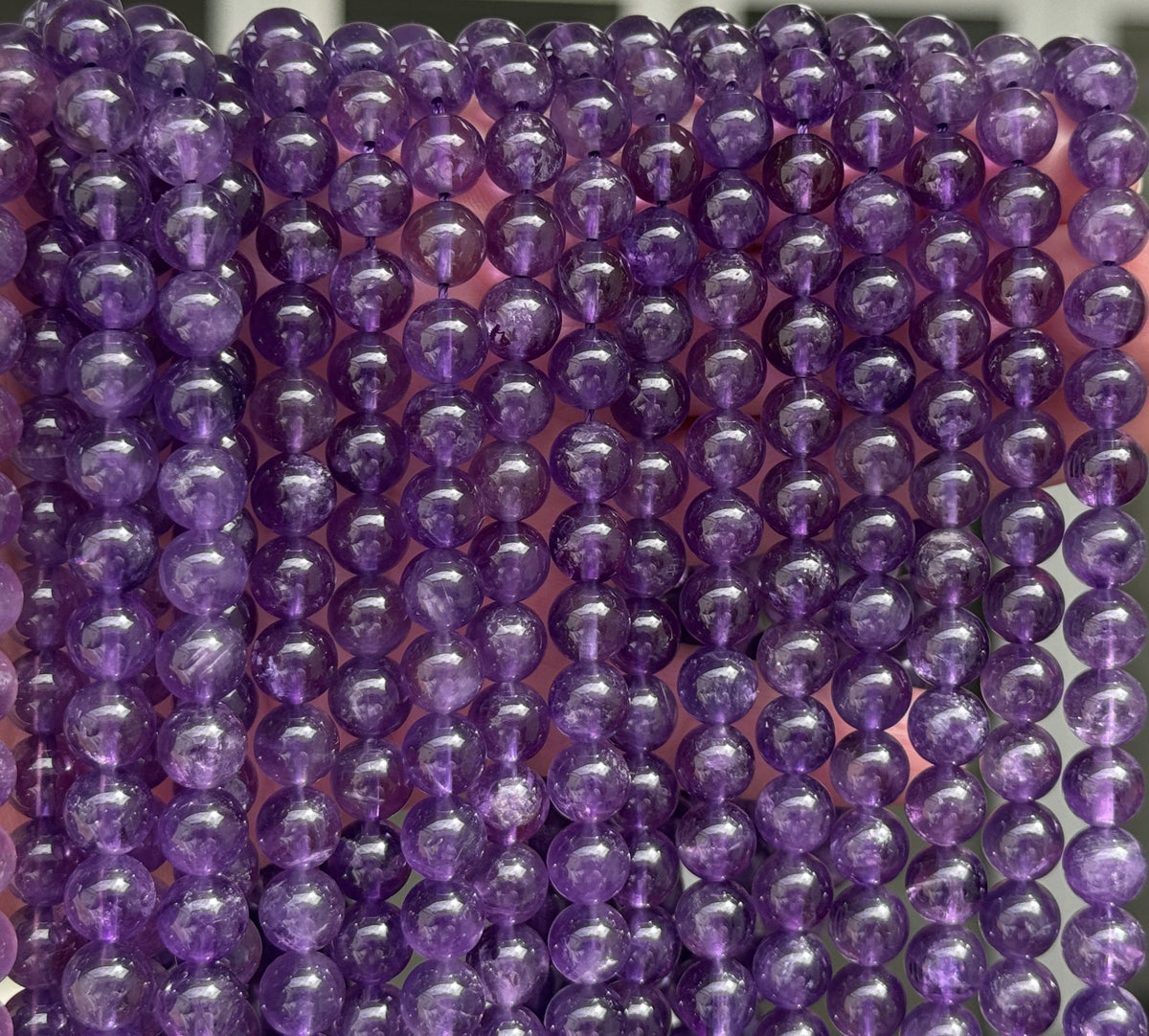 Amethyst 8mm round natural gemstone beads 15.5" strand - Oz Beads 