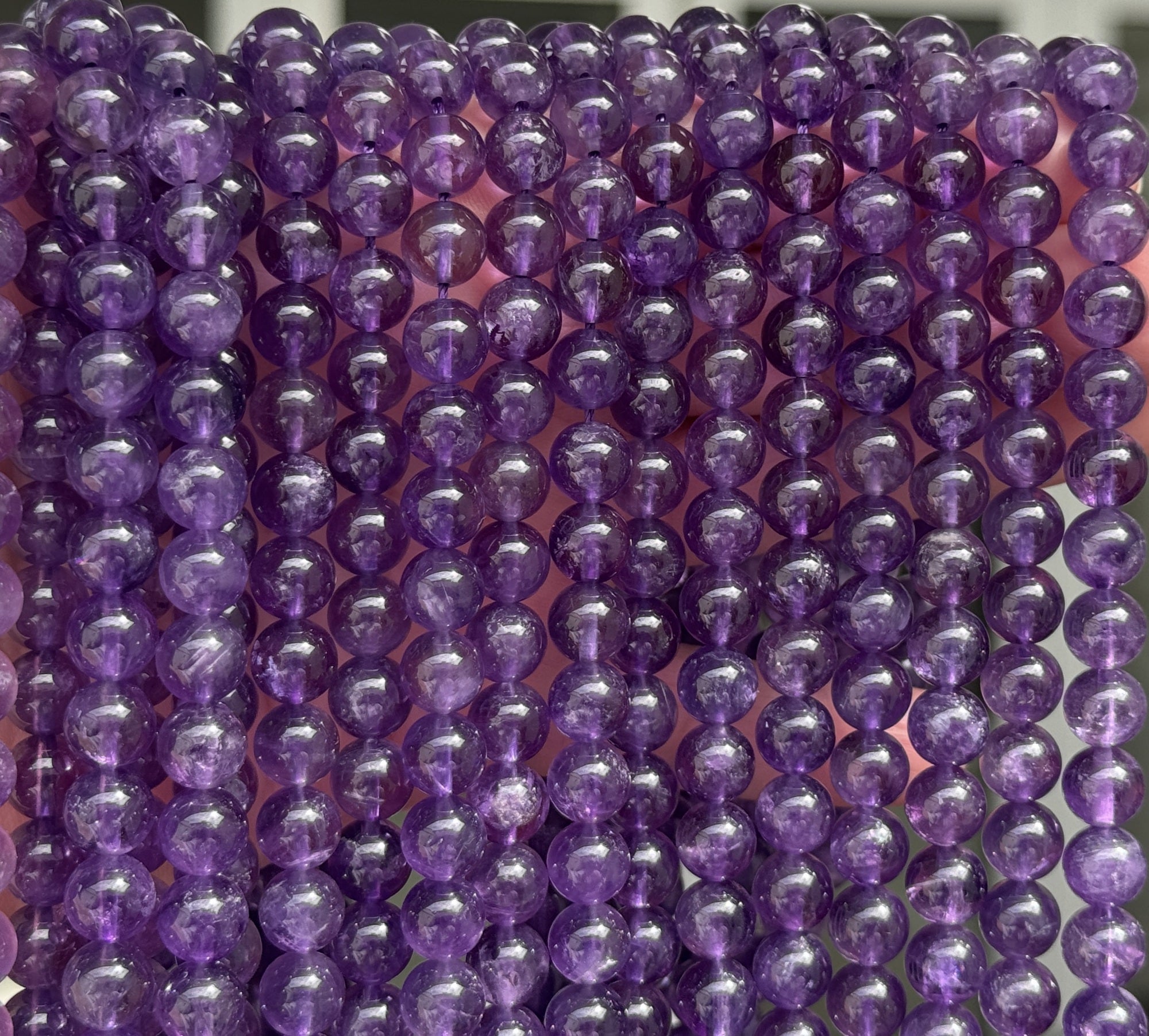 Amethyst 8mm round natural gemstone beads 15.5" strand - Oz Beads 