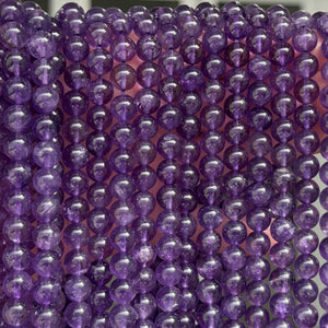 Amethyst 8mm round natural gemstone beads 15.5" strand - Oz Beads 