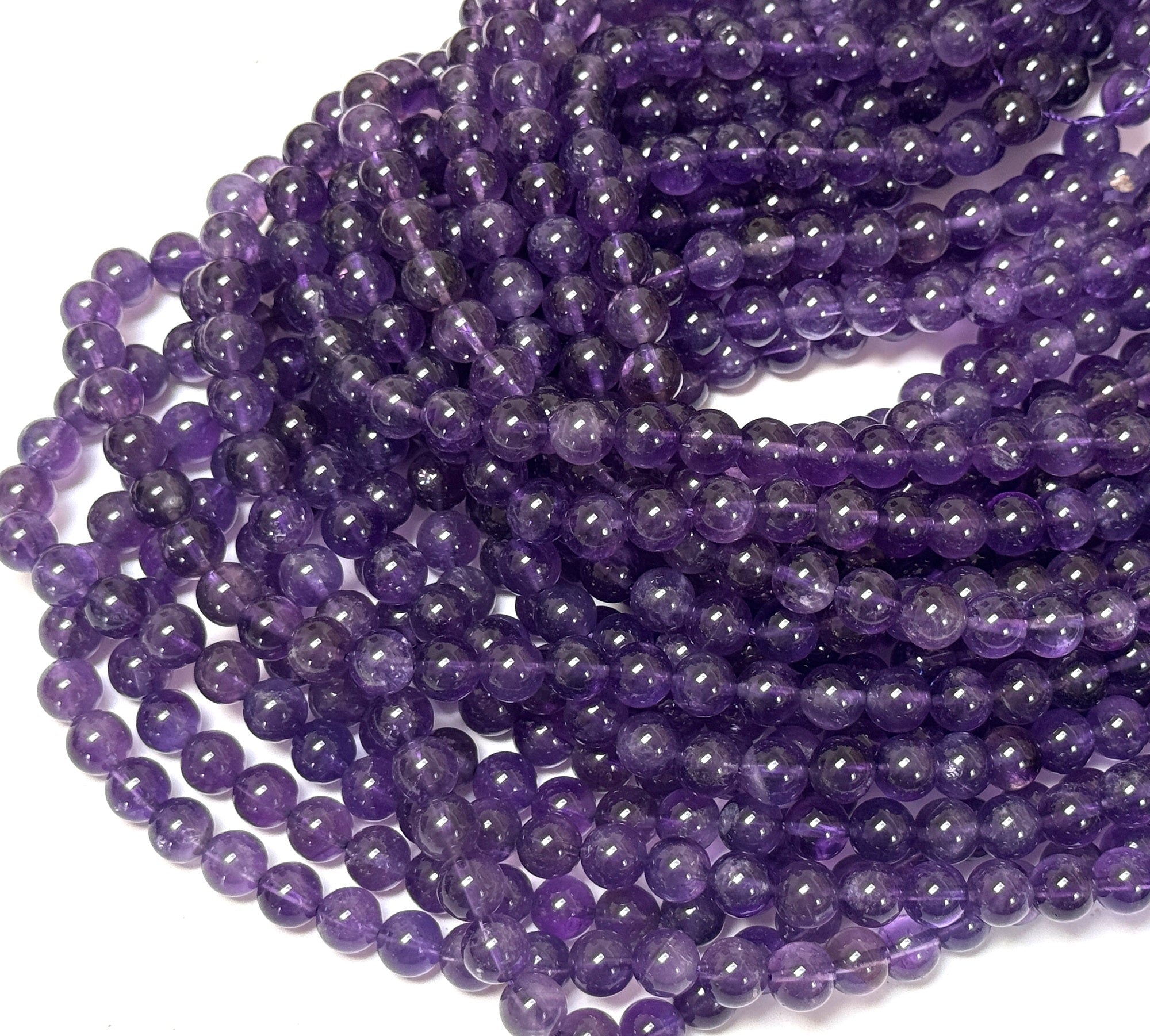 Amethyst 8mm round natural gemstone beads 15.5" strand - Oz Beads 