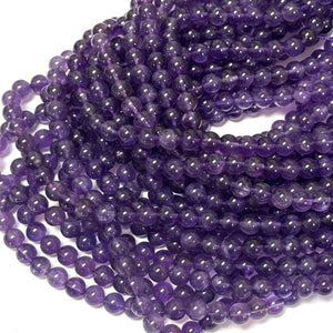 Amethyst 8mm round natural gemstone beads 15.5" strand - Oz Beads 