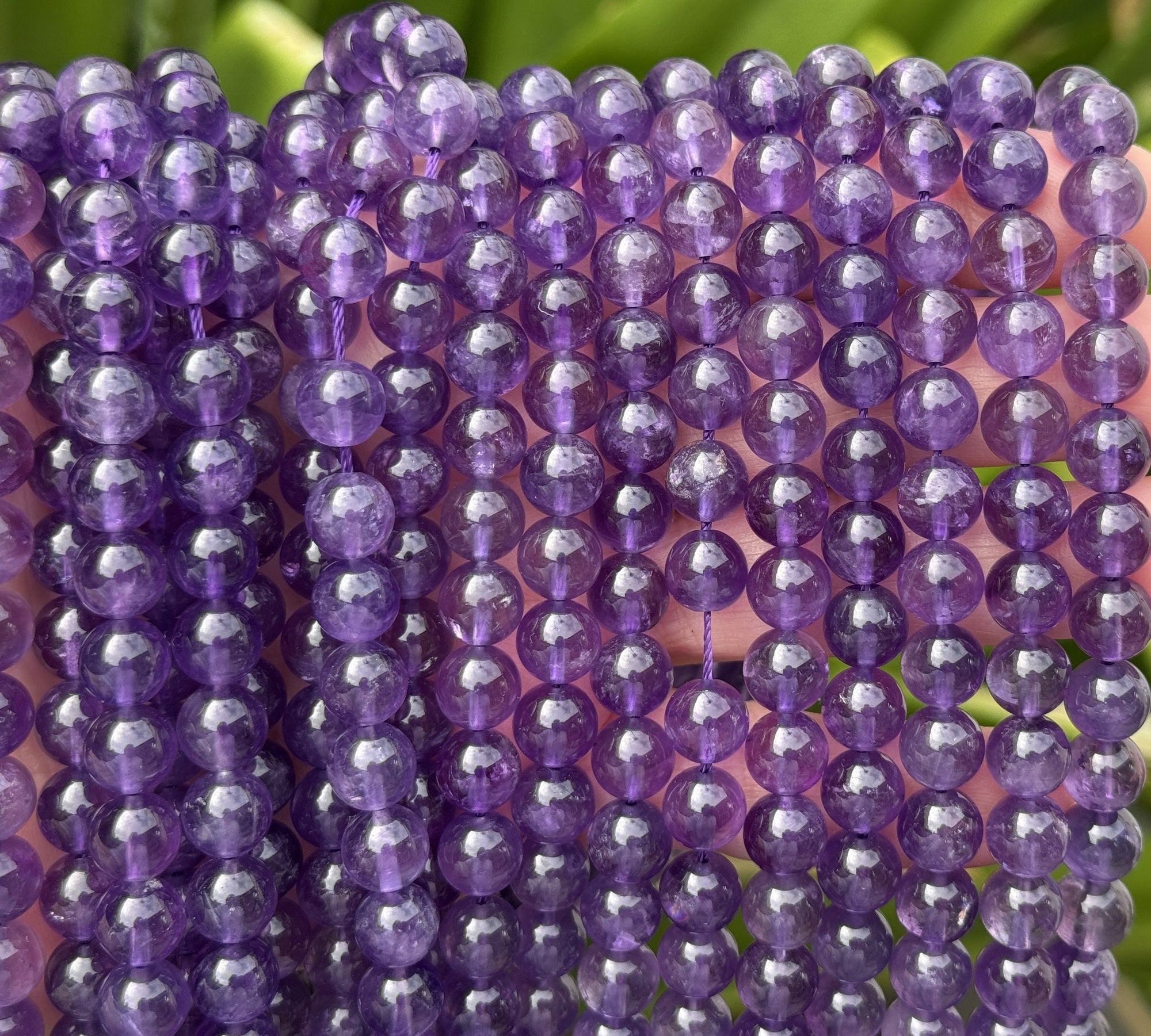 Amethyst 8mm round natural gemstone beads 15.5" strand - Oz Beads 