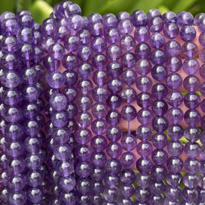 Amethyst 8mm round natural gemstone beads 15.5" strand - Oz Beads 