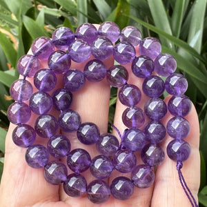 Amethyst 8mm round natural gemstone beads 15.5" strand - Oz Beads 