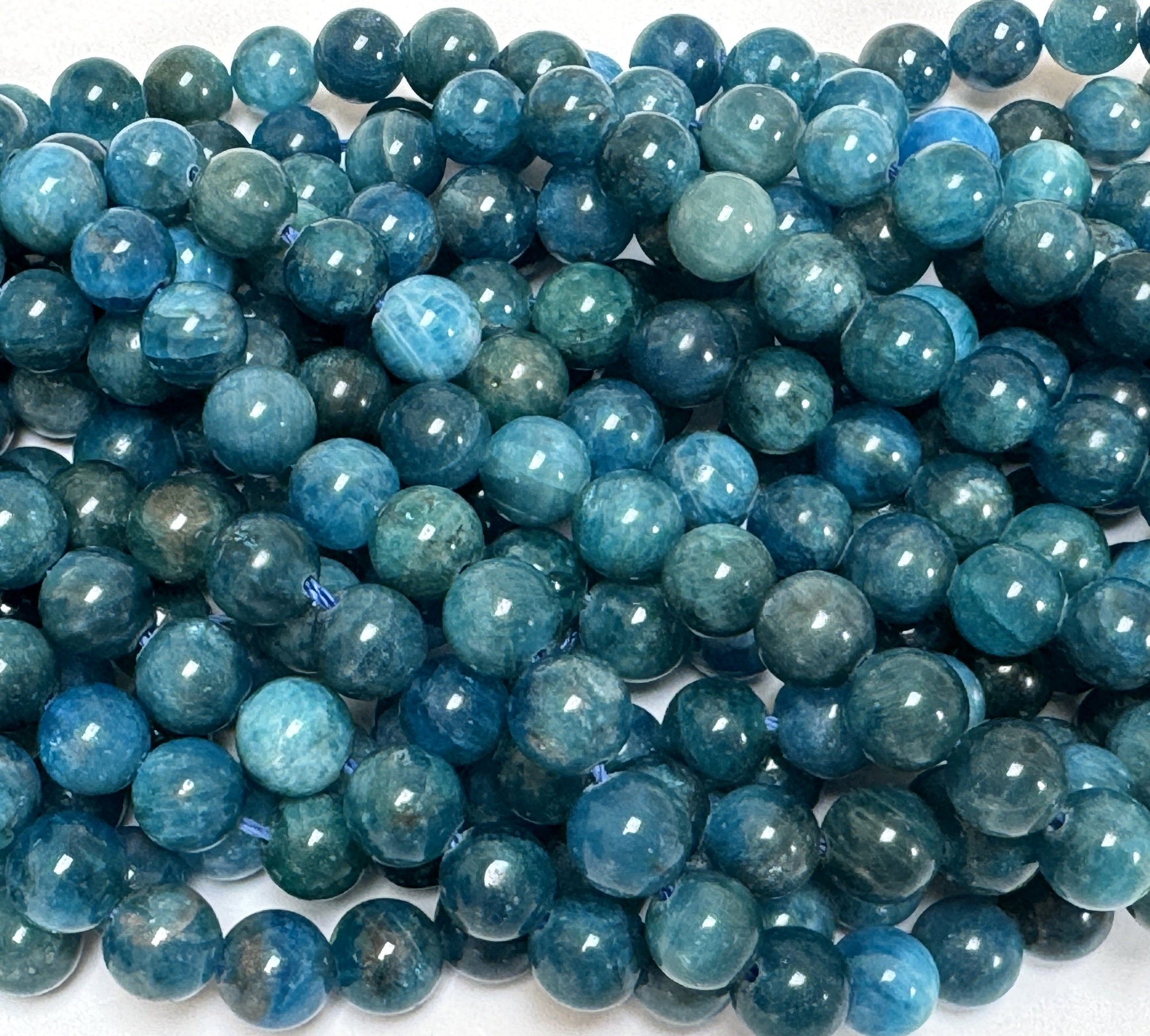 Apatite 8mm round natural gemstone beads 15" strand - Oz Beads 