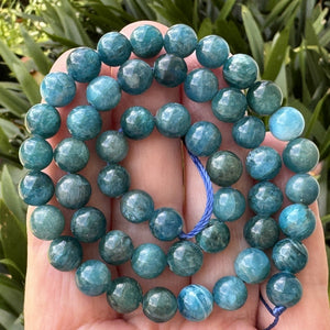 Apatite 8mm round natural gemstone beads 15" strand - Oz Beads 