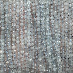 Aquamarine 3mm round polished natural gemstone beads 40cm strand - Oz Beads 