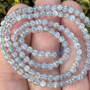 Aquamarine 3mm round polished natural gemstone beads 40cm strand - Oz Beads 