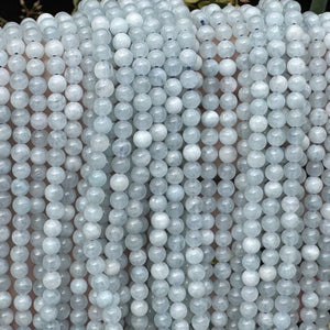 Aquamarine 4mm round polished natural gemstone beads 16" strand - Oz Beads 