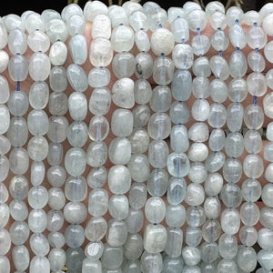 Aquamarine 6-9mm nuggets natural gemstone pebble beads 39cm strand - Oz Beads 