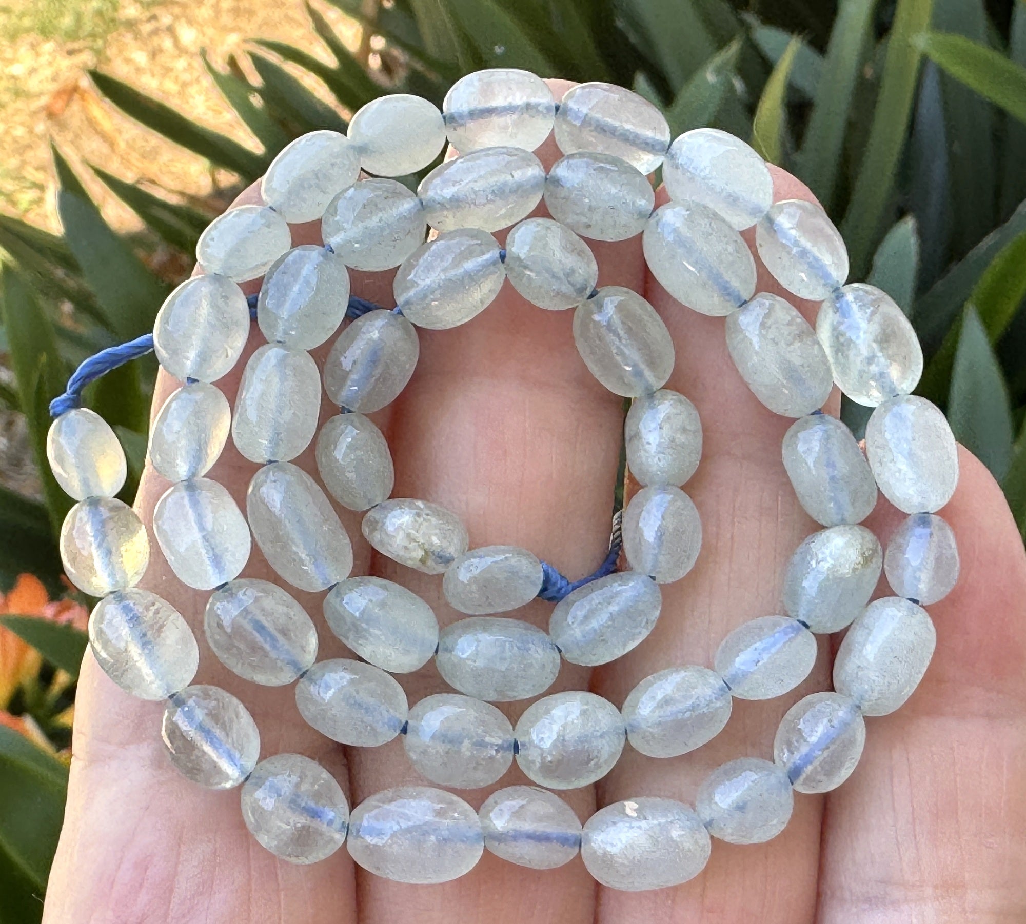 Aquamarine 6-9mm nuggets natural gemstone pebble beads 39cm strand - Oz Beads 