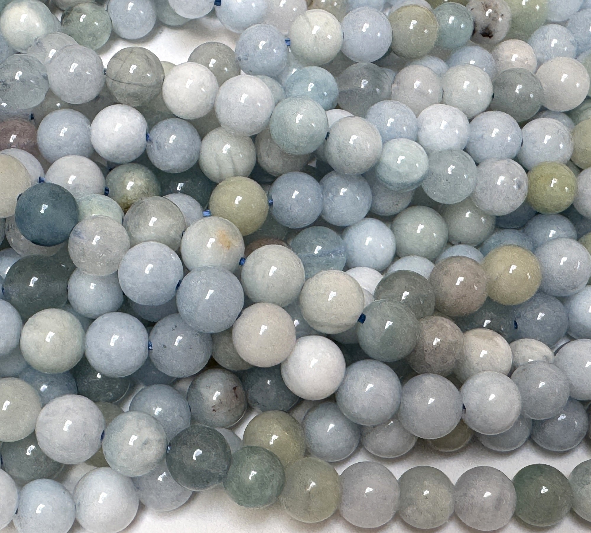 Aquamarine multi-colour 6mm round gemstone beads 15" strand - Oz Beads 