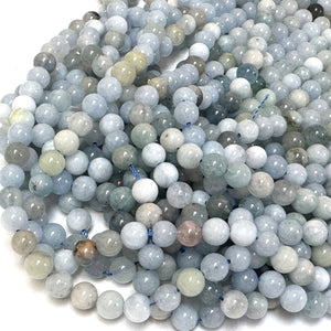 Aquamarine multi-colour 6mm round gemstone beads 15" strand - Oz Beads 