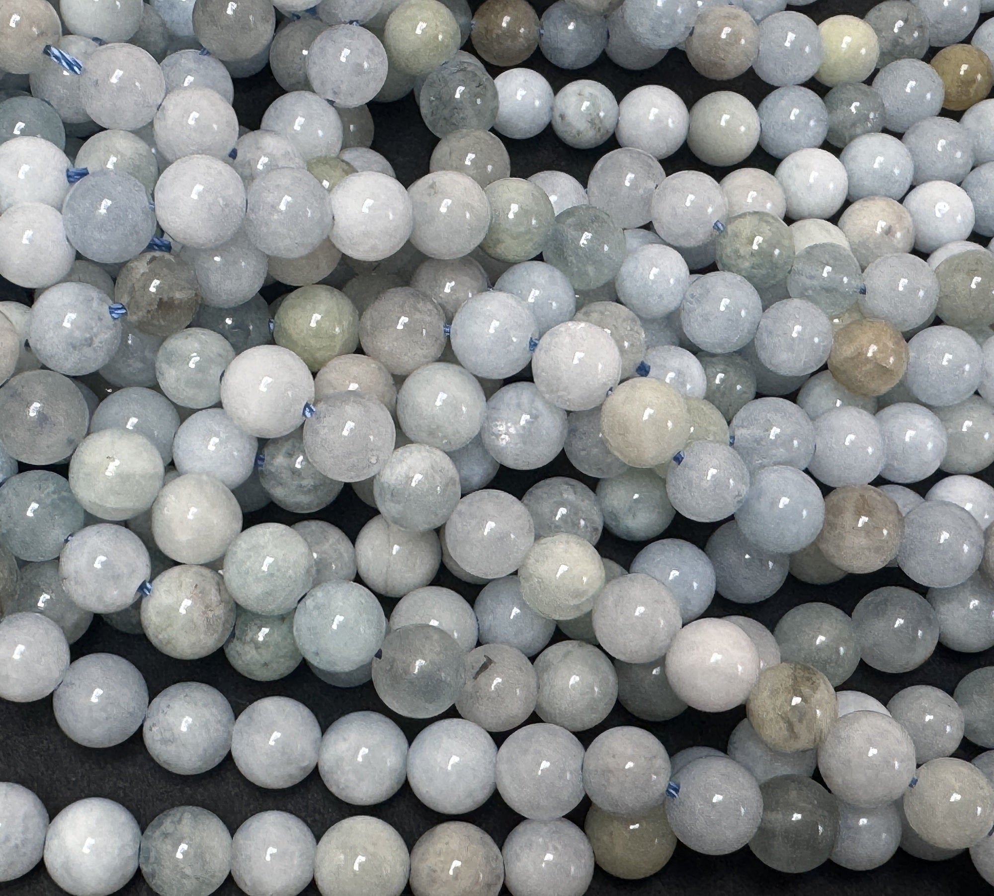 Aquamarine multi-colour 6mm round gemstone beads 15" strand - Oz Beads 