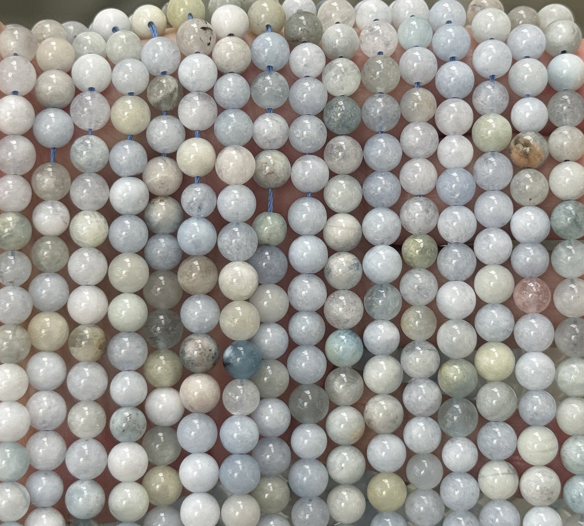 Aquamarine multi-colour 6mm round gemstone beads 15" strand - Oz Beads 